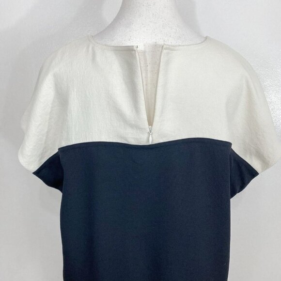VINCE. IVORY WHITE BLACK COLORBLOCK SLEEVELESS SHIFT DRESS - S - Picture 5 of 9